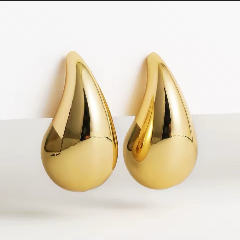 Gold Teardrop Earrings - Picture 5 of 5